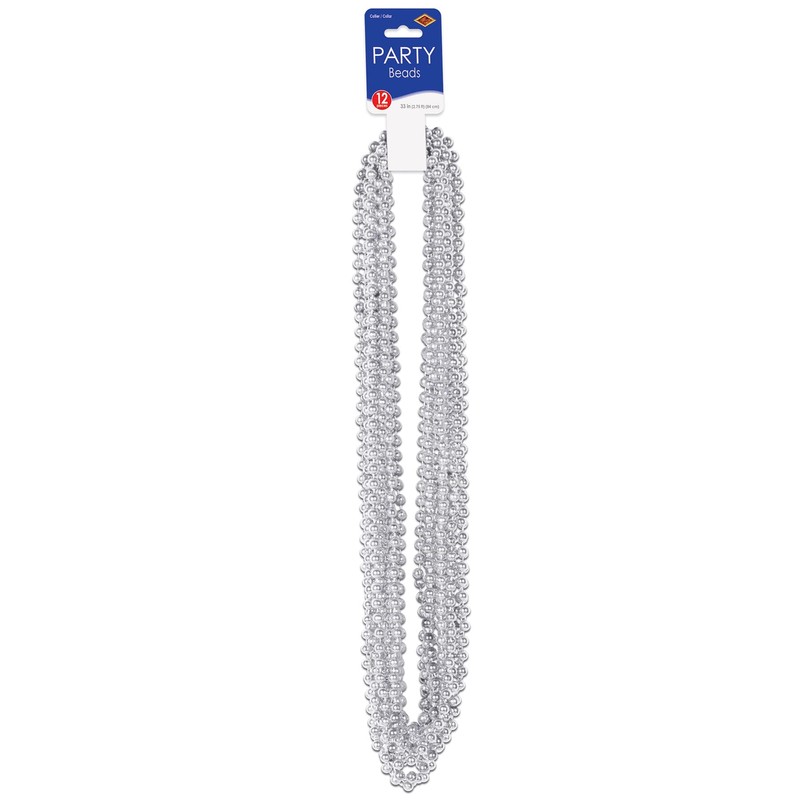 Beistle Small Bead Necklaces, Silver
