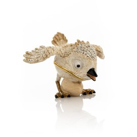 Keren Kopal Beige Bird with Egg Trinket Box Faberge Style Decoration