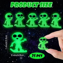 CroBlissful 25 Pcs Glow in The Dark Mini Alien Small Alien Figurine Trinkets Rave for Space Party Decorations Goodie Bag Fillers Piñata Stuffers to Hide and Seek DIY Crafts