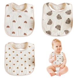 FENQURO Baby Lätzchen, 3 Stück baby lätzchen, Weiche Absorbierende und wasserdicht Halstücher Sabberlätzchen Spucktücher Baby mit Druckknopf für Baby Jungen und Mädchen Kleinkinder