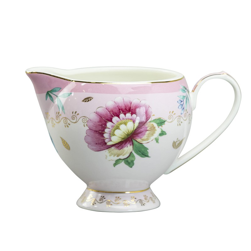 Gracie China Fantastic Pink Porcelain 3-Piece Sugar, Creamer And Tray