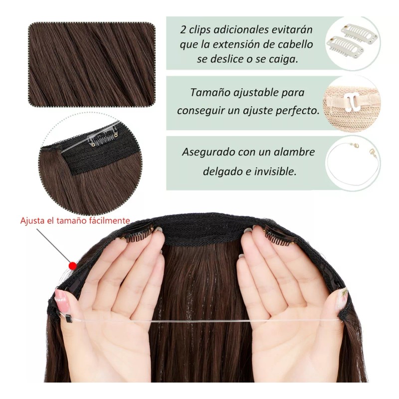 Xbwig Extensiones De Cabello De Alambre Invisible De 22 Pulgadas