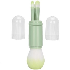 Juego de Brochas de Maquillaje, Brocha para Quitar el Polvo de Uñas, Portátil Retráctil con Tapa, Cepillo de Cerdas de Fibra para Sombra de Ojos, Base, Rubor, Paquete de 4(verde)