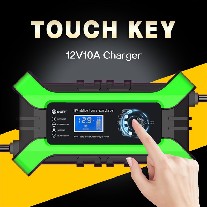 Generic Smart Pulse Battery Charger, 12V10A, LCD Display, Automatic Shutdown,