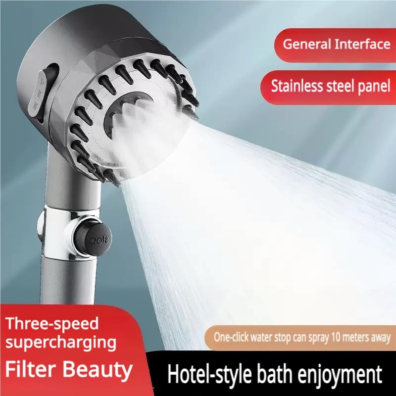 Handheld high-pressure shower head, with hose combination set, filter and