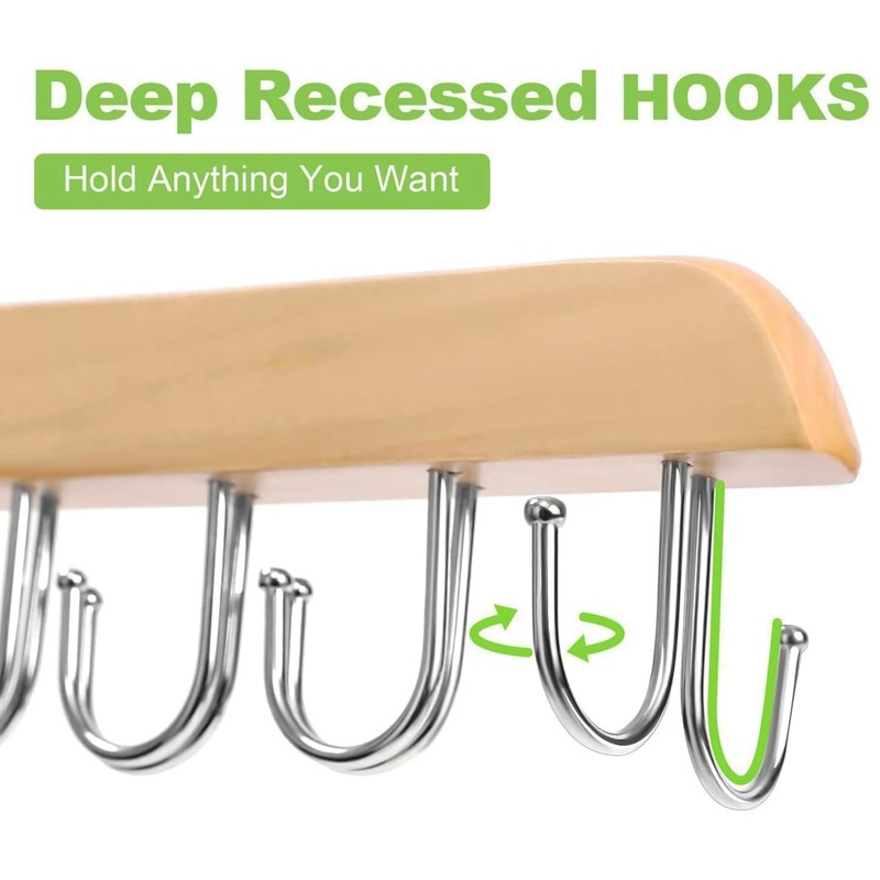 16 Hooks Wooden Belt Hanger, 360 Degree Rotating Space Saving