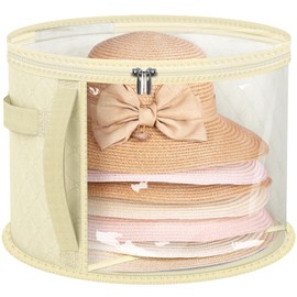 AOODA Oversized Clear Hat Storage Bag for Women, Holds up to 7 Caps Cowboy Hat Organizer for Closet, Wide Brims Hat Case with Carrying Handles (Yellow)