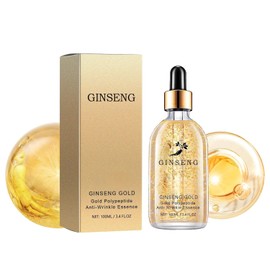 Sérum Facial Antiedad con Ginseng y Péptidos Dorados, Hidratante y Reafirmante, Suaviza Líneas y Mejora el Brillo de la Piel