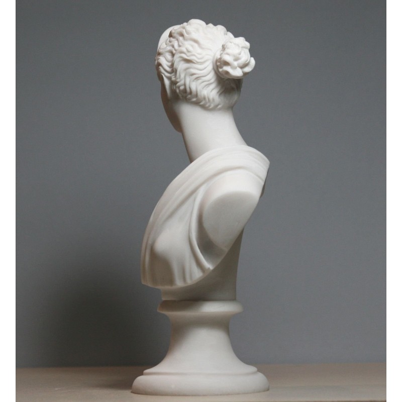 greekartshop Greco-Roman Goddess Artemis Diana Bust Head Cast Marble Statue