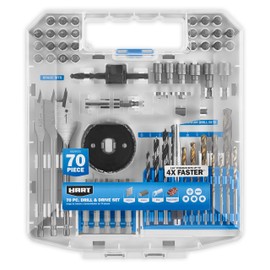HART 70-Piece DRILL & DRIVE BIT SET with CASE Magnetic Bit Holder Hole Slaw Titanium