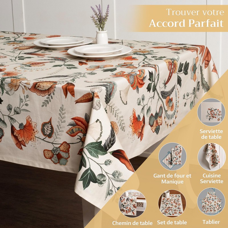 Maison d' Hermine Tablecloth 100% Cotton Table Cover Decorative Washable