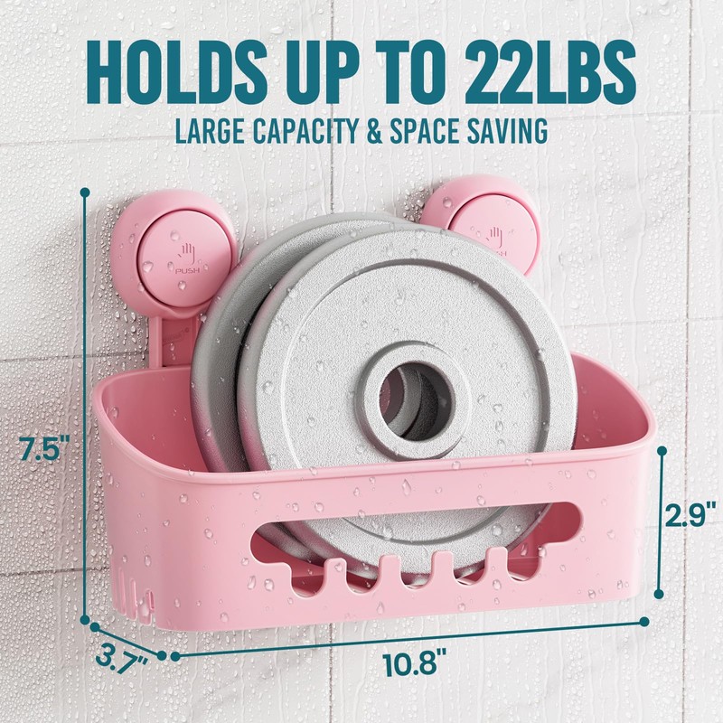 TAILI Suction Shower Caddy, Wall Mounted Bath Organizer Shelf for