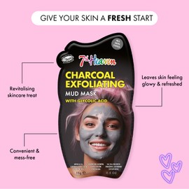 7th Heaven 7th Heaven Charcoal Mud Mask with Glycolic Acid, Deep Cleanse Charcoal Exfoliating Face Mask, Vegan - Genuine 7th Heaven Face Masks Skincare