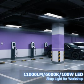 1 Pack 100W LED Shop Lights, 6000K 11000LM Work Light for Garage, Plug in Garage Light with 9.8FT Power Cord, Workshop, Yard, Garage, Warehouses,Carport,for Indoor Outdoor use IP66 Waterproof