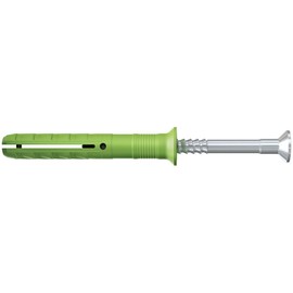 fischer Nail Dowels 6 x 80/50 S Green, High-Quality Nylon Dowels with Galvanised Countersunk Screw (Pack of 45), Dowels for Optimal Hold for Fixings in Concrete, Brick and Natural Stone