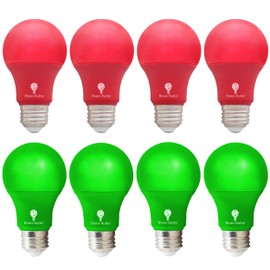 8 Pack A19 LED Red Light Bulb LED Green Light Bulb 120V E26 Base 9 Watt (60-watt Replacement) Red Bulb Red Bulb, Party Decoration, Porch, Home Lighting, Christmas Light Bulbs