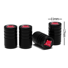 Black Dust Caps for Car Tyres, 4 Pcs Tyre Valve Caps for Car Motocycle Bike Cartoon Devil Pattern Tire Wheel Covers (Demon)