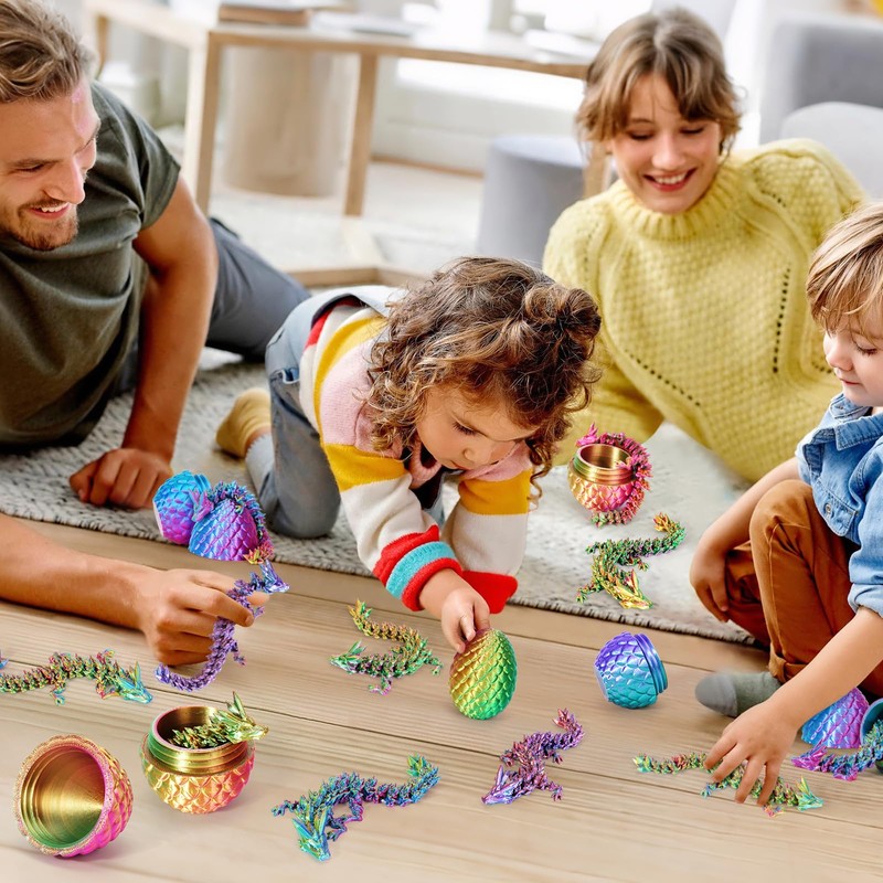 4PCS 3D Printed Dragon Eggs with Dragon Inside, Easter Dragon