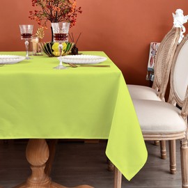 MEANMOY - Mantel rectangular resistente al agua y a las manchas de 210 g/m², color verde lima para mesa de 8 pies, mantel rectangular sólido de 60 x 120 pulgadas, tela de poliéster lavable sin
