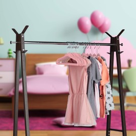 Relaxdays 20 x Children's Clothes Hangers Non-Slip Velvet Cover Soft Baby Hangers 360° Rotating Hooks Pink