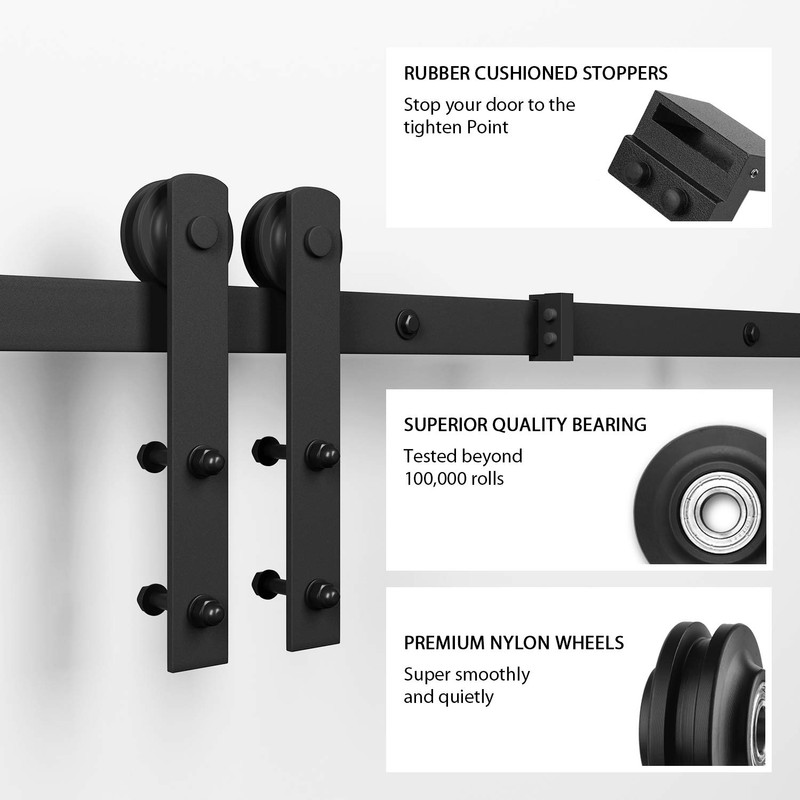 SMARTSTANDARD 6ft Barn Door Hardware kit, Barn Door Track, Sliding