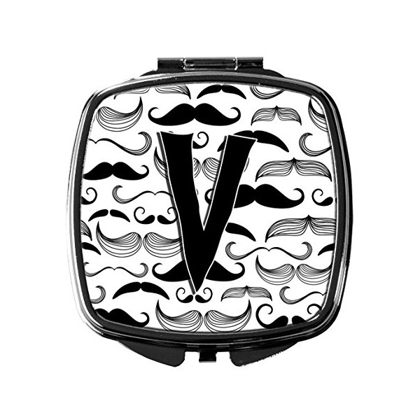 Caroline's Treasures CJ2009-VSCM Letter V Moustache Initial Compact Mirror, Multicolor