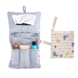 Nappy Bag Organiser and Cosmetic Bag 2-in-1, Nappy Bag for Travel, Small Changing Bag Organiser with Hanging Eyelet, Wet Wipes Bag, Changing Organiser on the Go (Dinosaur)