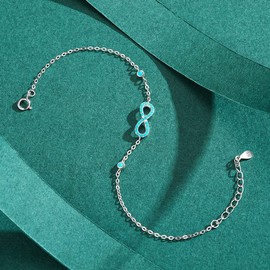 HolaJune Infinity Bracelet for Women 925 Sterling Silver Turquoise Bracelet Gifts for Mother Daughter Sister Grandma