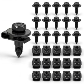 Otoolling 5/16"-18 x 1 1/10" Fender Bolt and Clips Automotive Body Speed Nuts Indented Hex 5/16 Inch-18 x 1 Inch 25 Bolt & 25 U Shaped Nut Clip for Vehicles Fender, Engine Cover Splash Bumper Liner