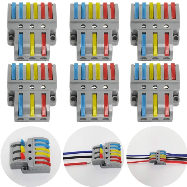 Compact Plug-In Terminals, CTRICALVER 6 Pieces Push Cable Connections, 3