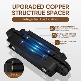 Komsen 6inch Hidden Door Hinges(2Pcs)- 3 Way Adjustable Invisible Door Hinges,180 Degree Swing Heavy Duty Concealed Hinges (Load-Bearing Up to 88Lbs) (Black)