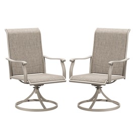 ARKOST Patio Swivel Dining Chairs Set of 2, Outdoor Furniture Textilene High Back Lawn Chair with Armrests Metal Dinning Chairs for Garden, Porch, Backyard, Sandshell
