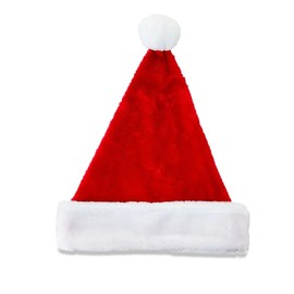 Adult Santa red and White Velour Christmas hat with Plush pom on end