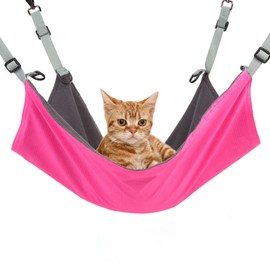 KJUYT Hanging Cat Hammock, Indoor Cats Pet Hammock for Cage, cat Bed Adjustable Cat Bed Two Sides Comfortable/Waterproof Resting Sleepy Pad for Cats Small Dogs Rabbits or Other Small Animals (Red)