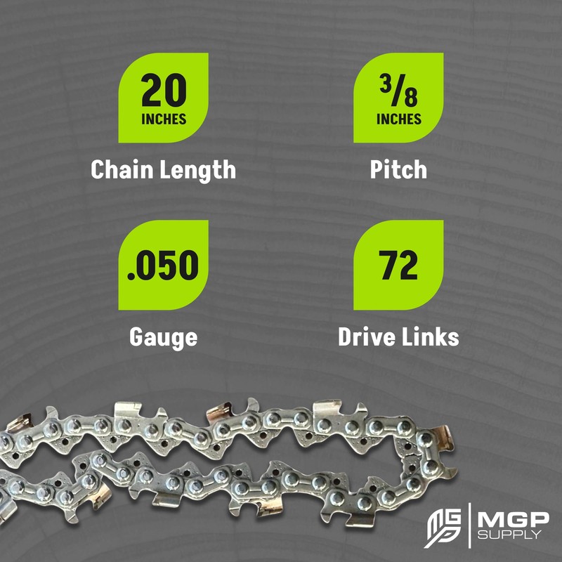 MGP Supply 20in Solid Carbide Full-Chisel Chainsaw Chain Loop |