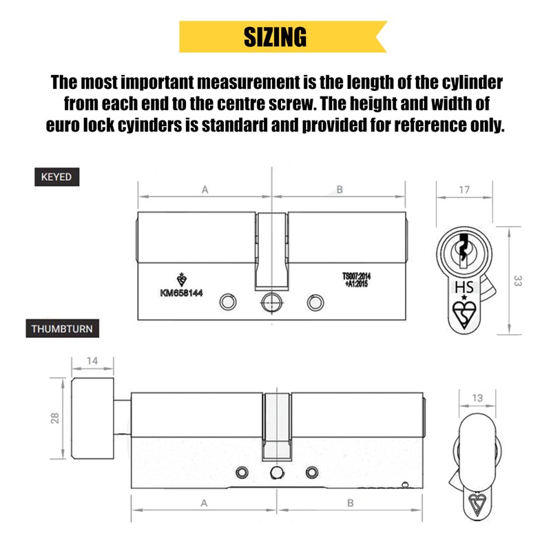 Home Secure™ Euro Cylinder Door Lock TS007 1 Star Security