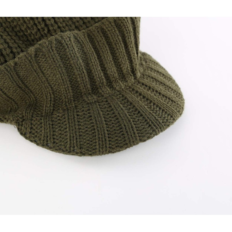 Magracy Men's Winter Knit Visor Hat Outdoor Thick Peaked Beanie