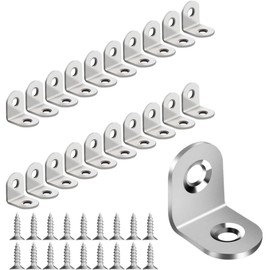 30PCS Angle Brackets, Stainless Steel Angle Brackets, L Take 60PCS Stainless Steel Screws, for Fixed Wooden Furniture, Chairs, Doors and Windows, Bookcase, Etc (20 X20x16mm / 0.78 X0.78 X0.62 in)
