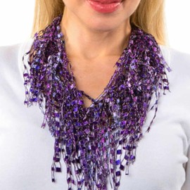Purple Scarf for Women Lightweight - Dark Purple Chunky Statement Necklaces for Women - Lace Fringe Soft Scarf Necklace - Lavendar Purple Scarves Jewelry for Church - Purple Gift for Women -(Purple)