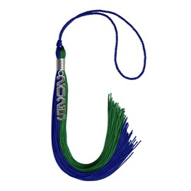 Endea Graduation Double Color Tassel with Silver Stacked Date Drop (Royal Blue/Green, 2025)