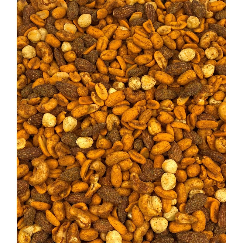MIXED CHILI NUTS - Peanuts, Cashews, Almonds and Hazelnuts with