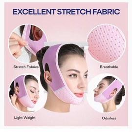 Sllic™ VSculpt - Reusable Adjustable Double Chin Reducer Strap - Face Slimming & Shaping V-Line Lifting Mask for Women, Comfortable & Breathable, One-Size-Fits-All, Purple