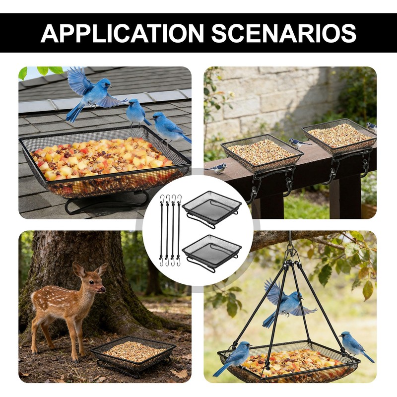 2 Pcs Deck Railing Bird Feeder Tray for Balcony 7