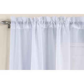 Enhanced Living White Plain Woven Voile Slot Top Curtain Panel Pair (57x90) 145x229m, CRY01PA90-PAIR, 145 x 229cm (57x90)