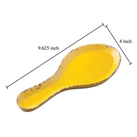 UPware Crackle Yellow Spoon Rest, Spoon Holder for Stove Top, Kitchen Counter, and Dining Table, 9.625 Inch Melamine Kitchen Utensil Holder