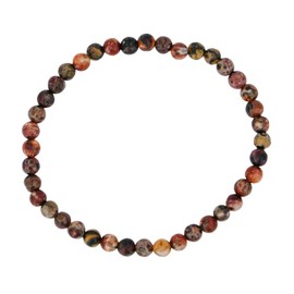 Taddart Minerals - Red Brown Natural Gemstone Leopard Jasper Bracelet with 4mm Balls on Elastic Nylon Thread - Handmade, Rubber, Jasper