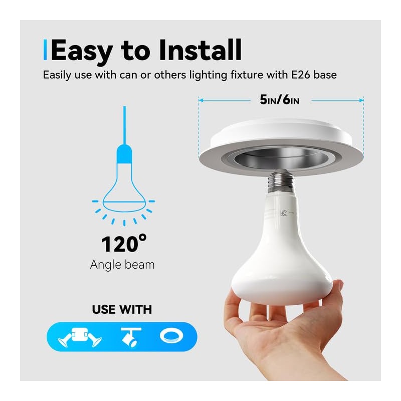 LED Flood Light Bulb Indoor, Dimmable BR30 Recessed Can Light
