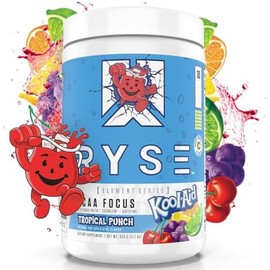 Ryse Element Series BCAA Focus, Hidratacion, enfoque, con BCAAs, Cafeina,  Electrolitos,30 porciones (Kool Aid Punche Tropical)