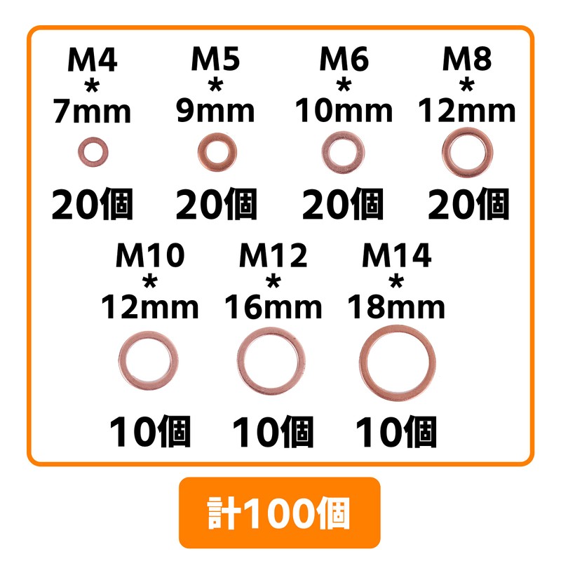 waves Copper Ring Crush Washer Gasket Set M4 M5 M6