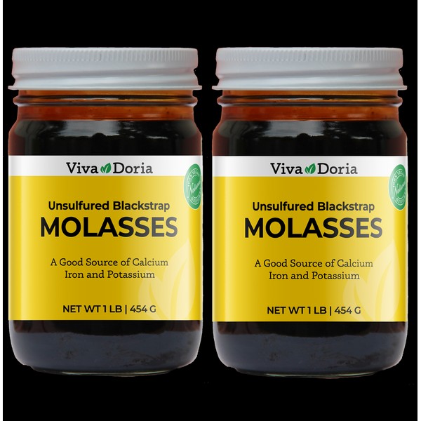 Pack of 2 All Natural Unsulfured Blackstrap Molasses, 1 Lb